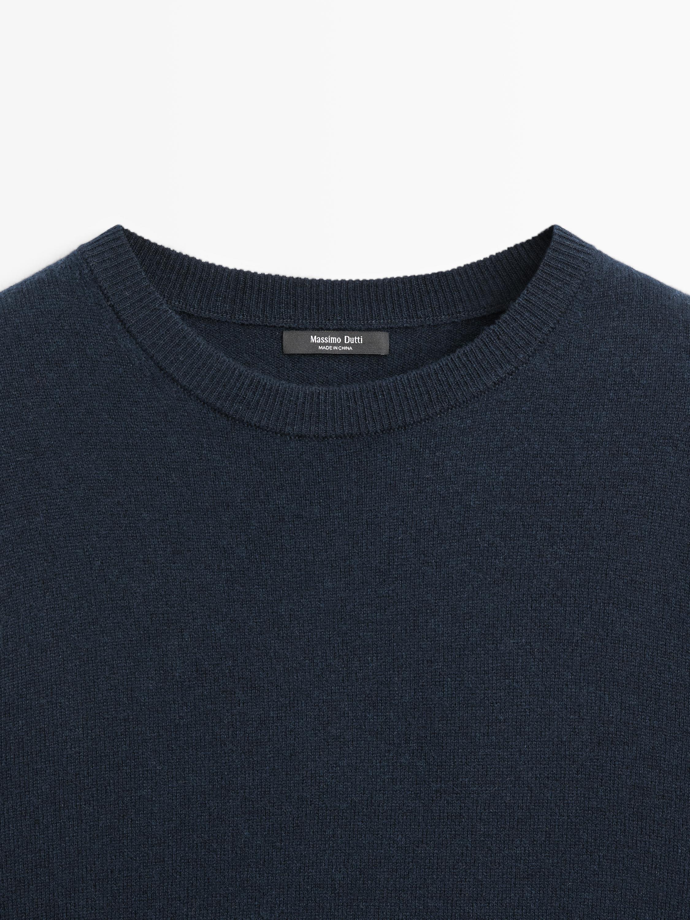 Pull à col rond en maille de laine mélangée